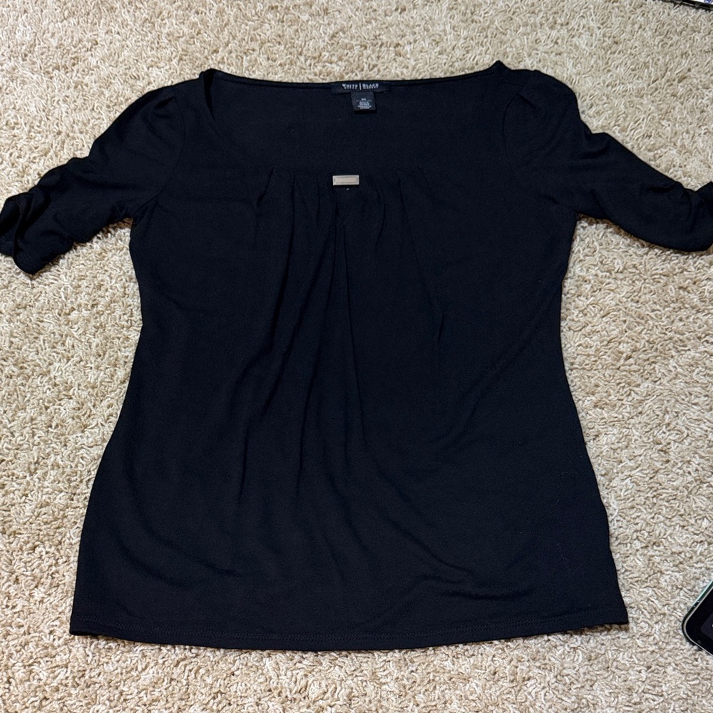 White House Black Market Elegant Black Long Sleeve Top